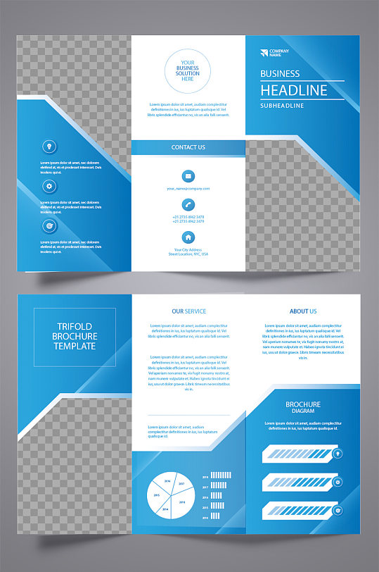 时尚简约企业三折页-众图网