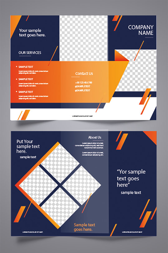 几何活力企业时尚三折页-众图网