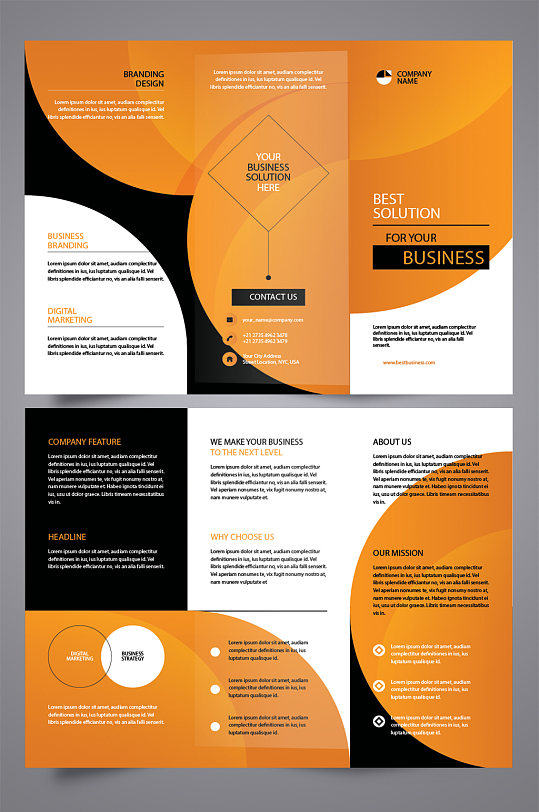 时尚企业商务宣传三折页-众图网