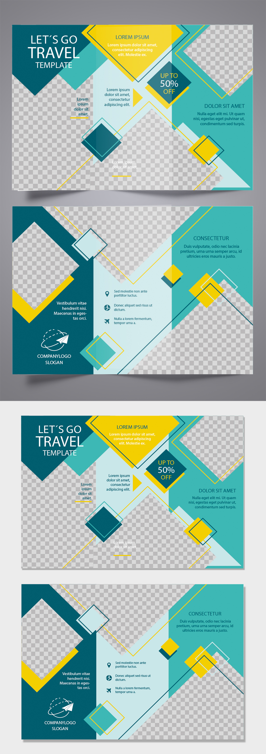 简约几何商务宣传三折页素材