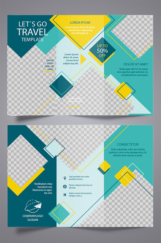 简约几何商务宣传三折页-众图网