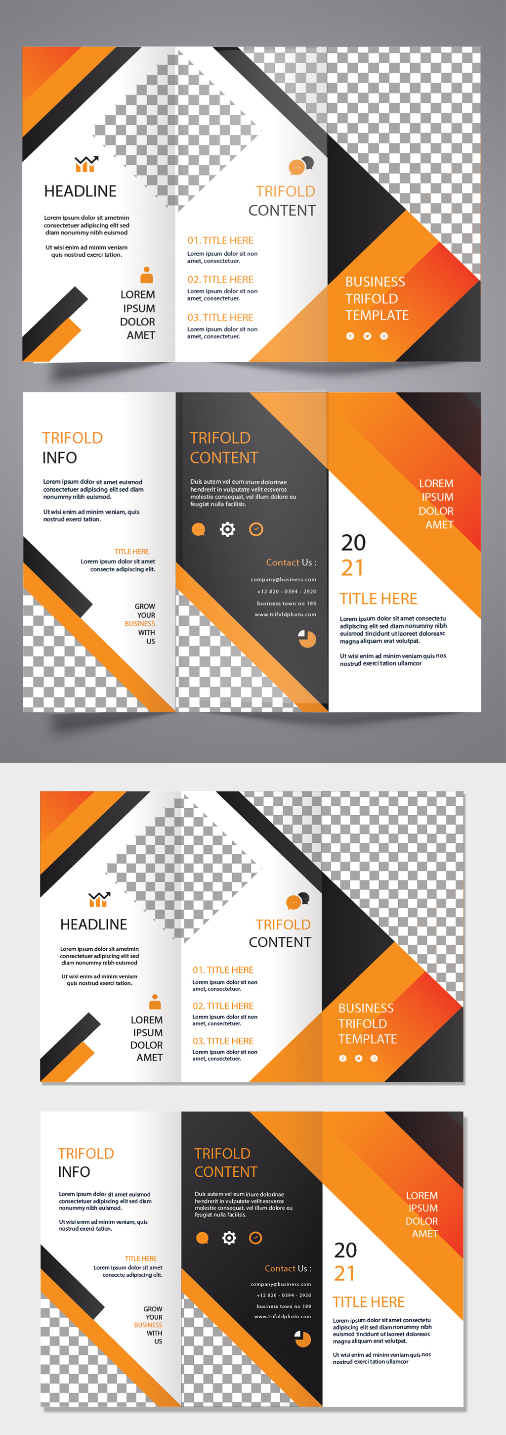 企业简约宣传三折页素材