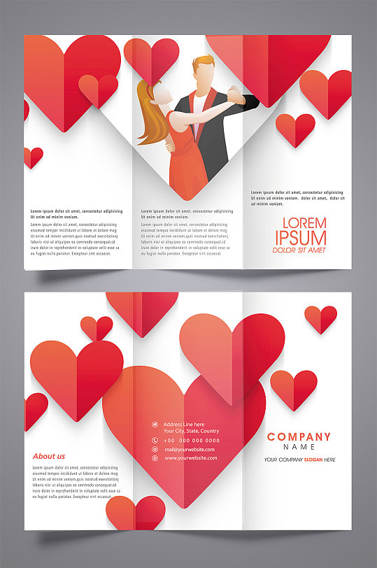 时尚婚庆企业三折页-众图网