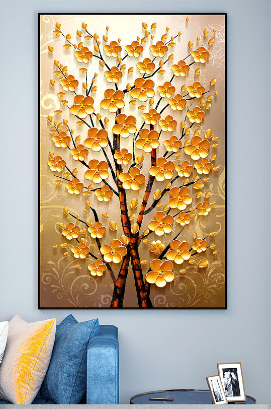 北欧立体抽象发财树玄关装饰画