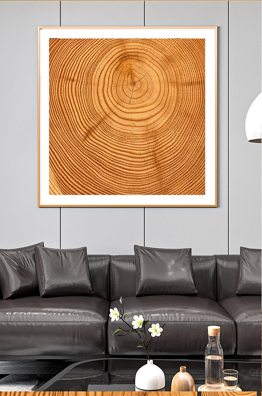 北欧简约木纹抽象装饰画-众图网