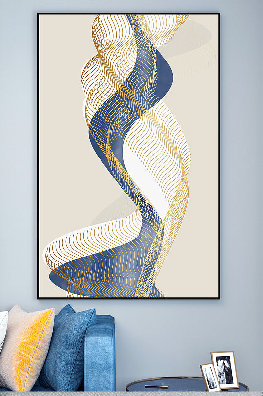 新中式意境线条抽象玄关装饰画