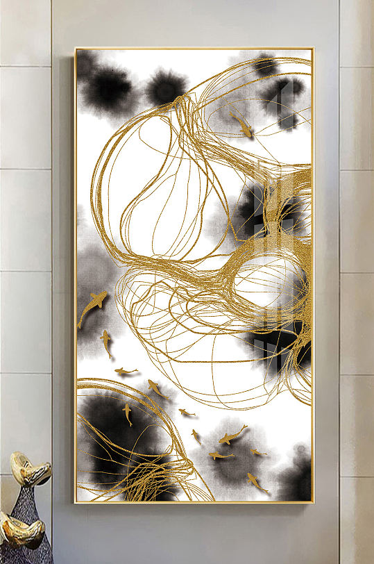 新中式金箔线条装饰画