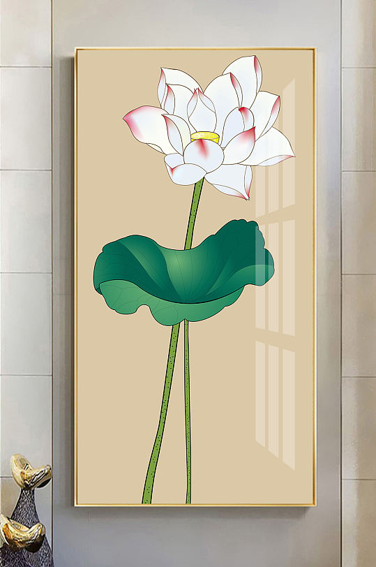 中式荷花工笔画装饰画