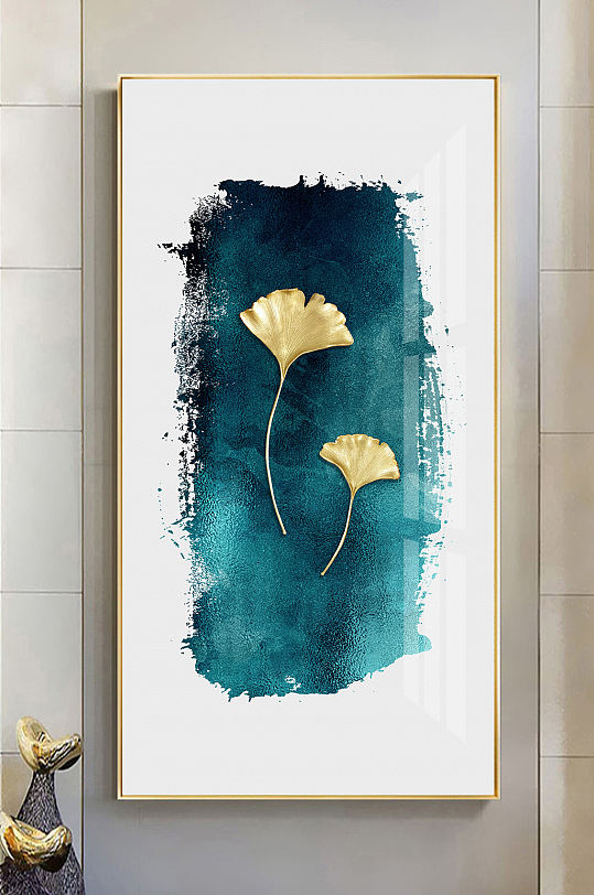 中式水墨银杏叶装饰画