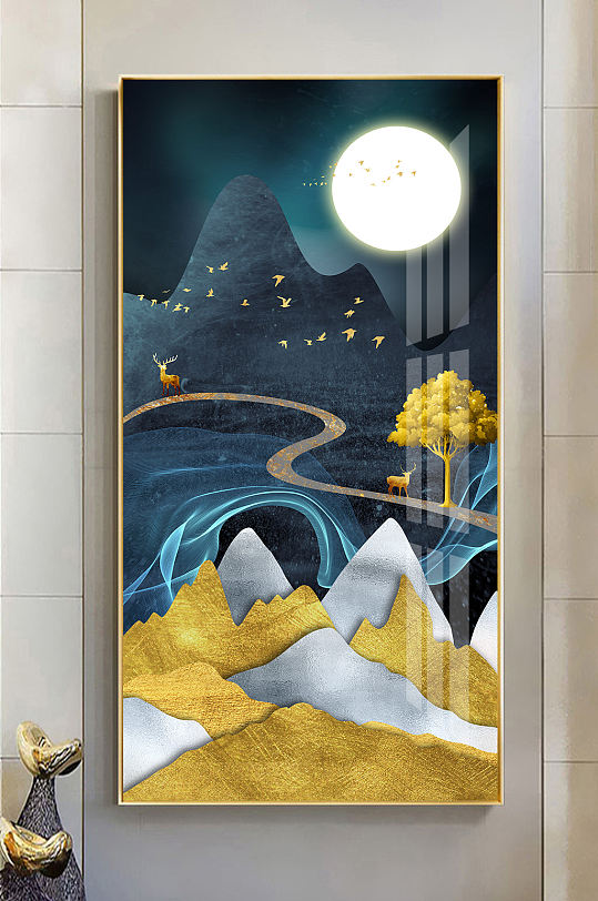 新中式几何山峰抽象装饰画-众图网