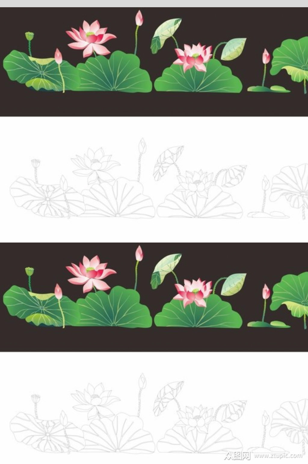 荷花莲花装饰画cdr素材