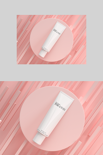 粉红色化妆品产品包装样机设计
