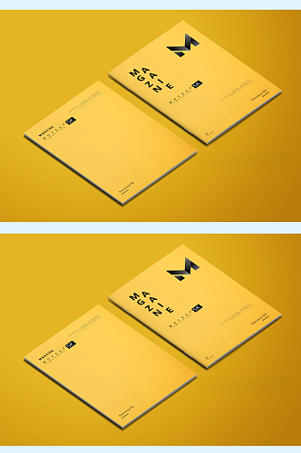 黄色欧美国外企业画册封面样机设计