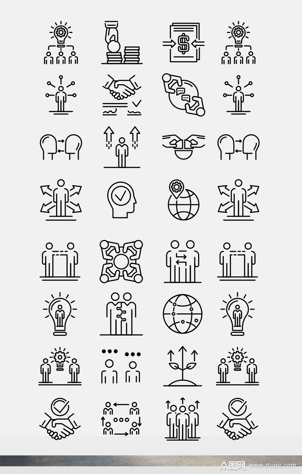 图片icon线条图标商务合作会议洽谈