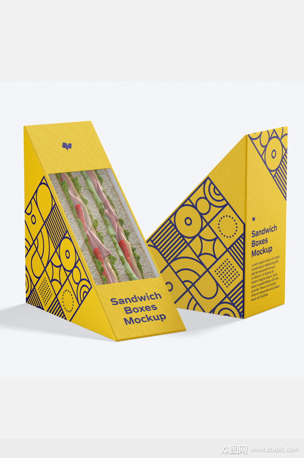 三明治食品包装样机三角形食品样机模板下载-编号2122085-众图网