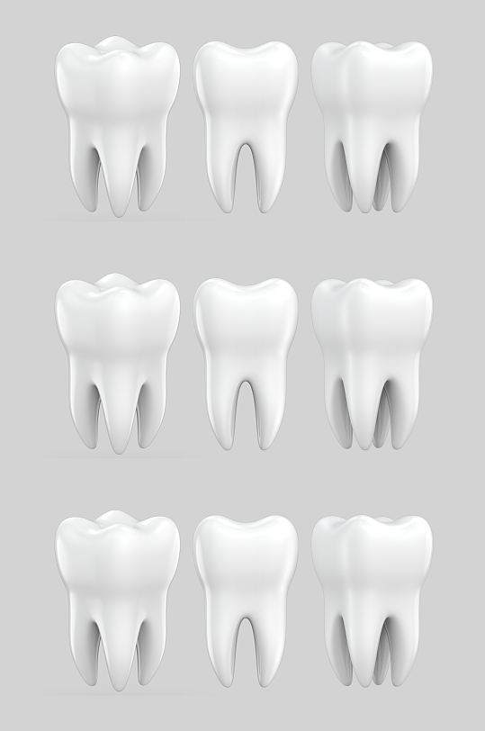 多款牙齿素材3D质感元素波少设计素材