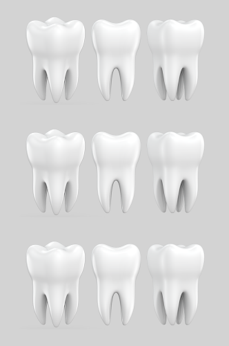 多款牙齿素材3D质感元素波少设计素材