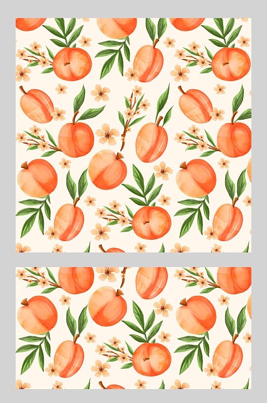 手绘水彩桃花图案包装袋设计
