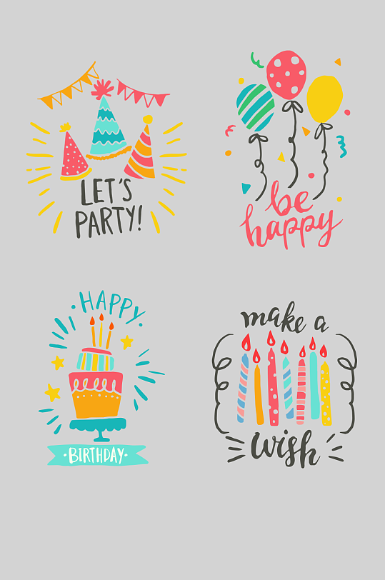 生日快乐英文艺术字体设计卡通可爱字体