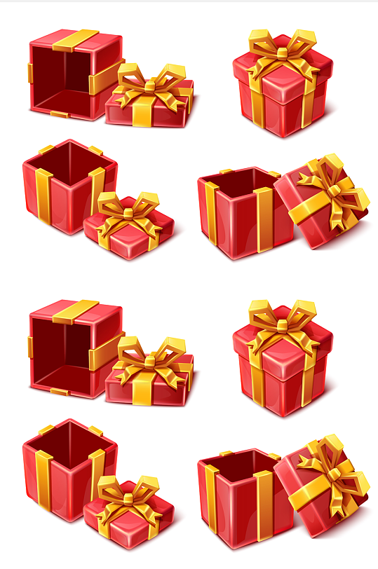3D立体感三维C4D红色礼品盒设计元素