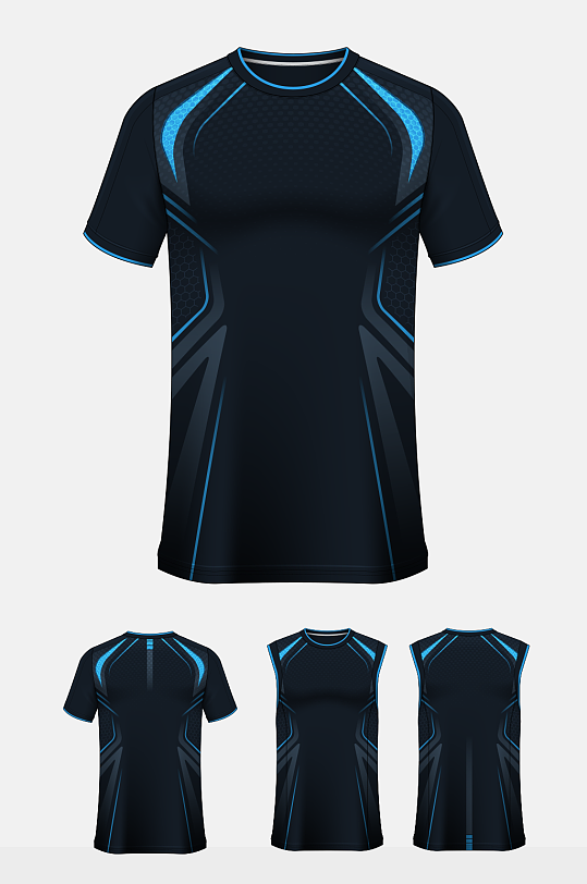 蓝色科技T恤衣服图案设计