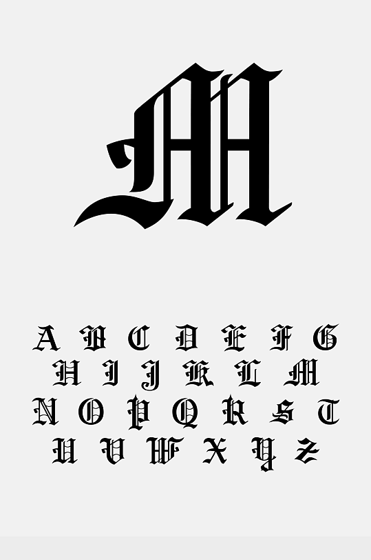26个英文字母哥特式字体设计素材