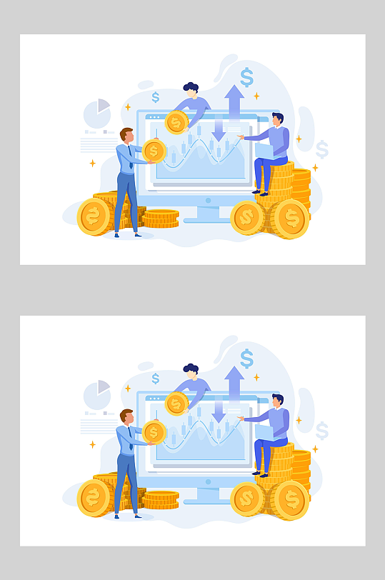 金融理財銀行手繪插畫背景設(shè)計