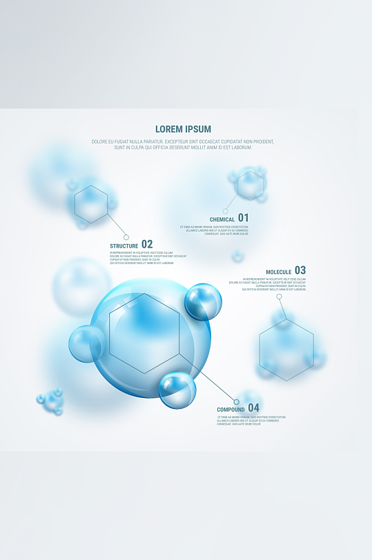 蓝色水分子化学成分元素设计