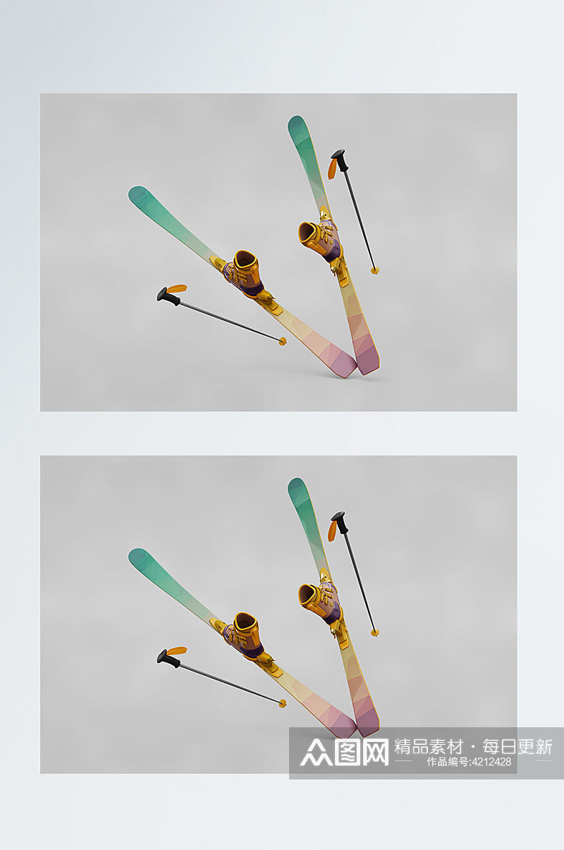 滑雪样机设计素材素材