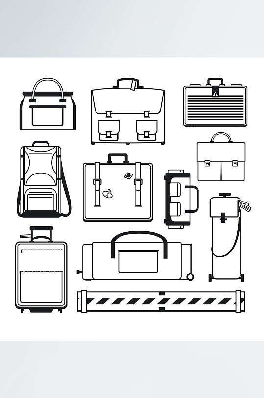 行李箱手提袋手提箱设计线条元素