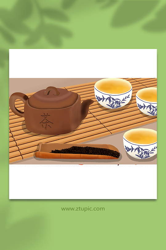 茶道茶文化手绘插画茶水