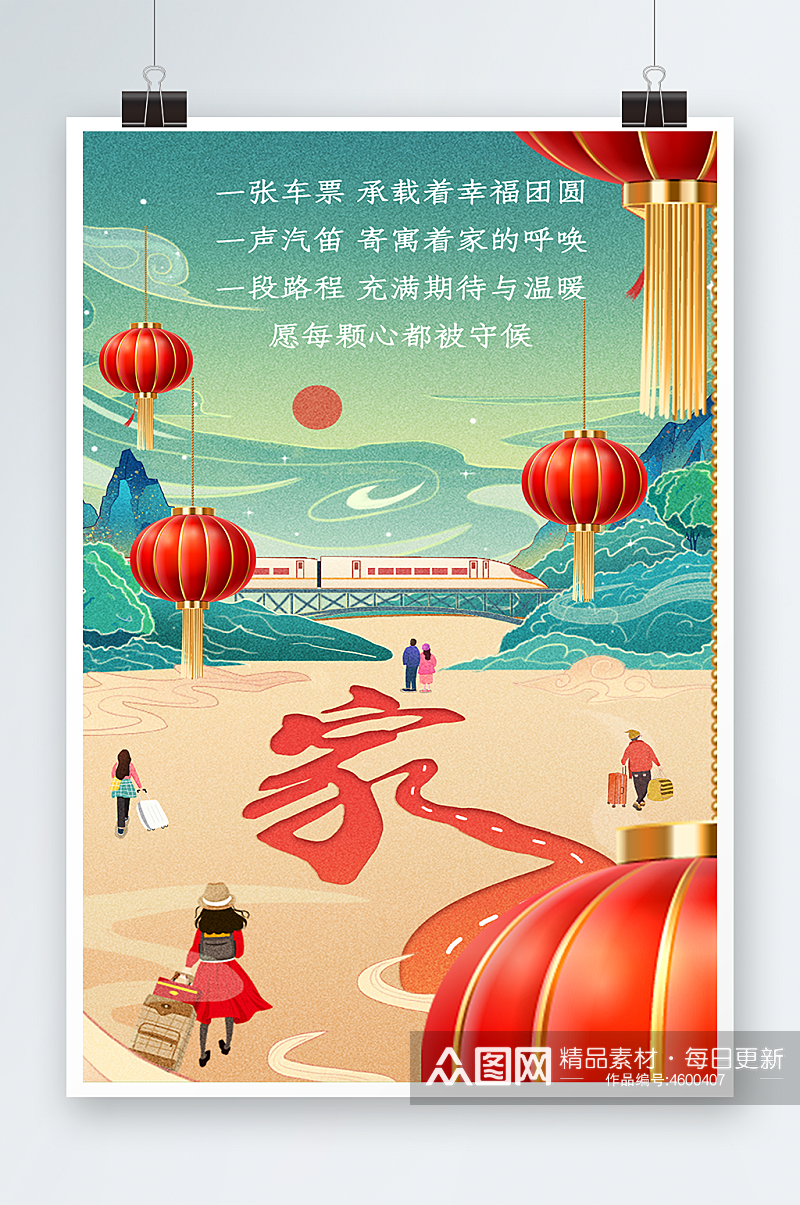 春节回家过年新年返乡置业海报素材