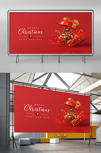 红色圣诞节礼品盒设计