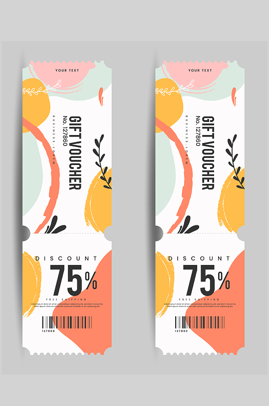秋季礼品券折扣卡模板优惠券设计