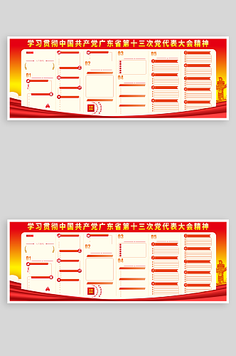 广东省第十三次代表大会红色党建展板
