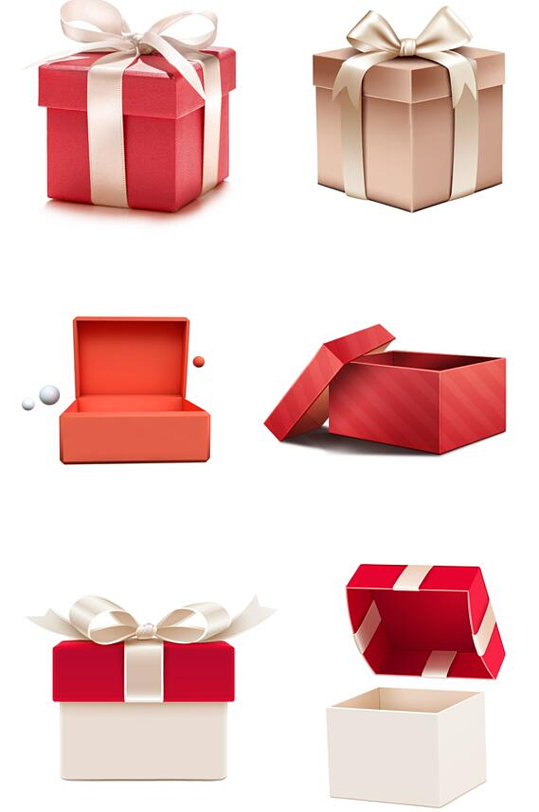 各式各样的红色红金色礼品盒设计元素