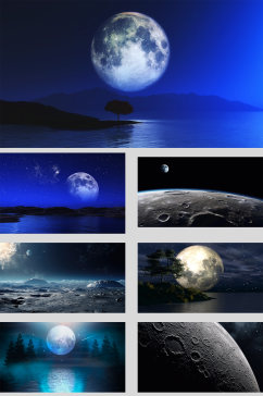 夜晚月球静谧背景