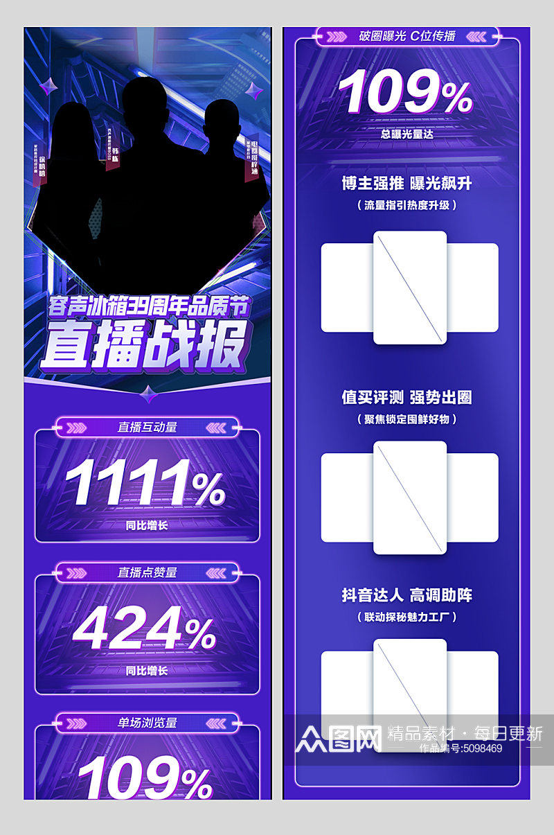 主播战报紫色电商首页psd素材
