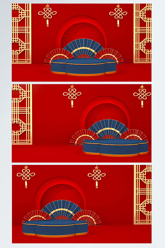 原创中国风年货节新年C4D展台电商背景-众图网