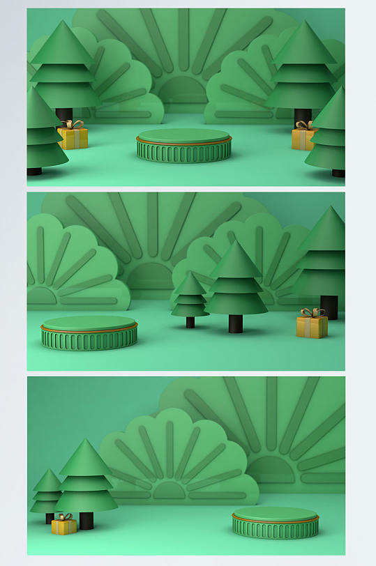 绿色树丛春天春季C4D展台电商背景-众图网