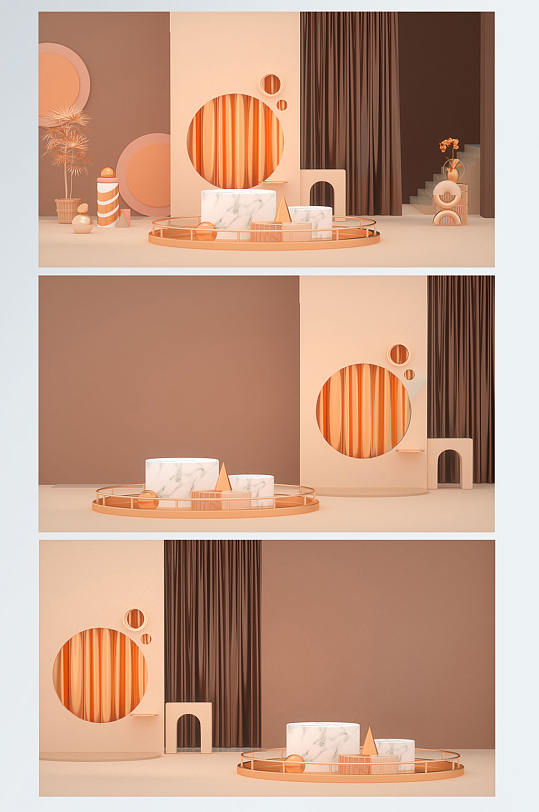 小清新女神节C4D展台电商背景-众图网