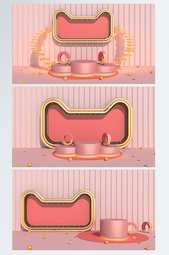 高档金粉展台女神节C4D电商背景-众图网