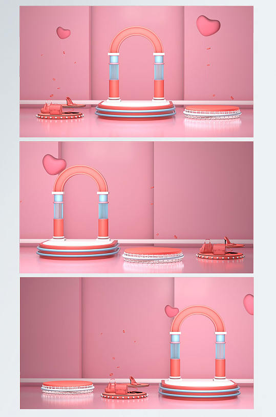 粉色妇女节女神节C4D展台电商背景-众图网