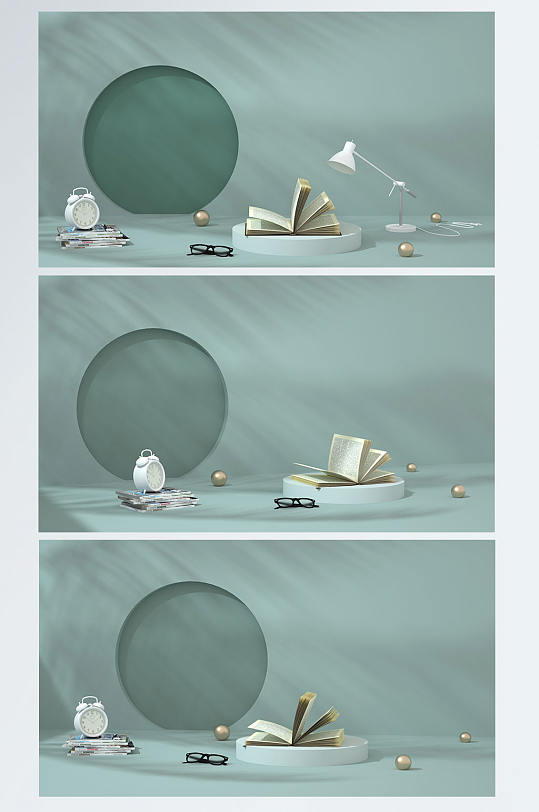 简洁大气校园C4D展台电商背景场景-众图网