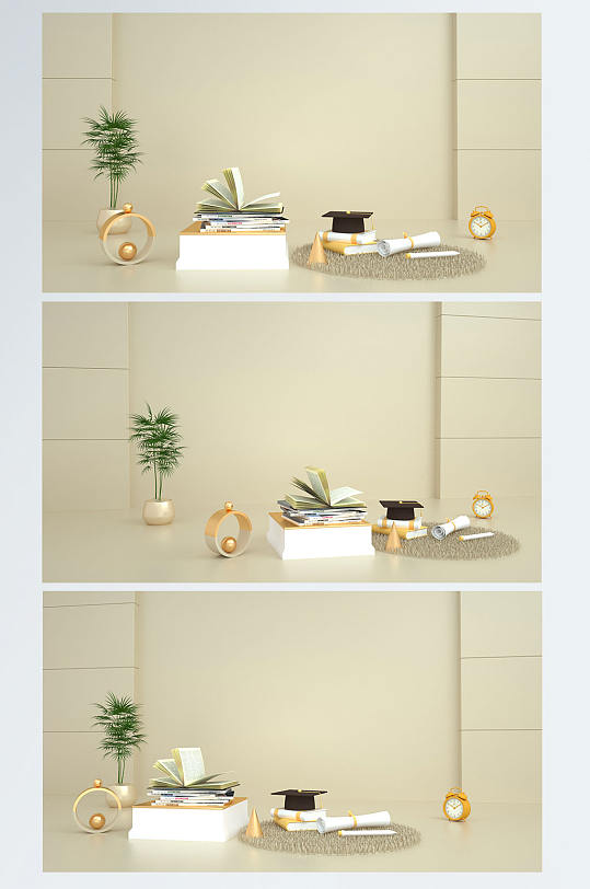 简洁清爽校园C4D展台电商背景场景-众图网