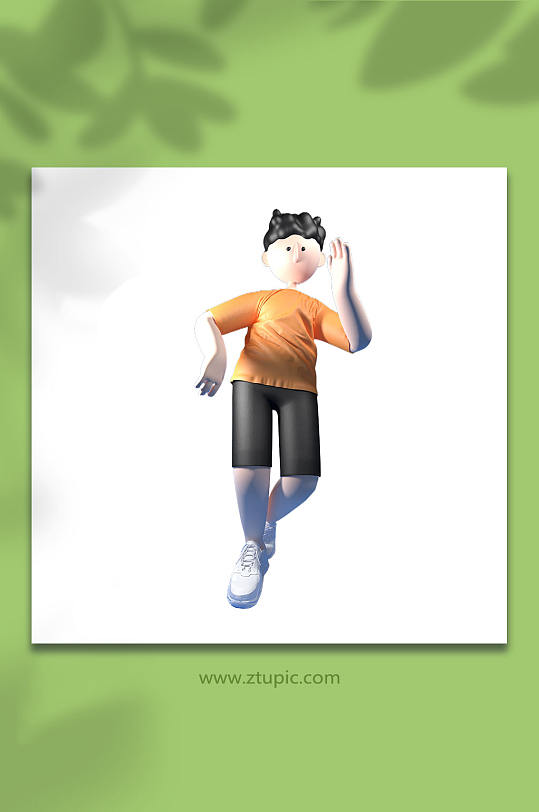C4D奔跑吧少年动作卡通角色立体人物模型-众图网