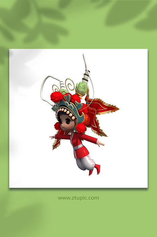 腾空3D国潮京剧卡通角色立体人物模型-众图网