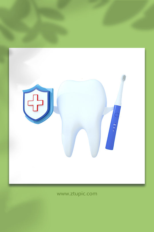 医疗牙科保护牙齿C4D模型PNG免抠元素