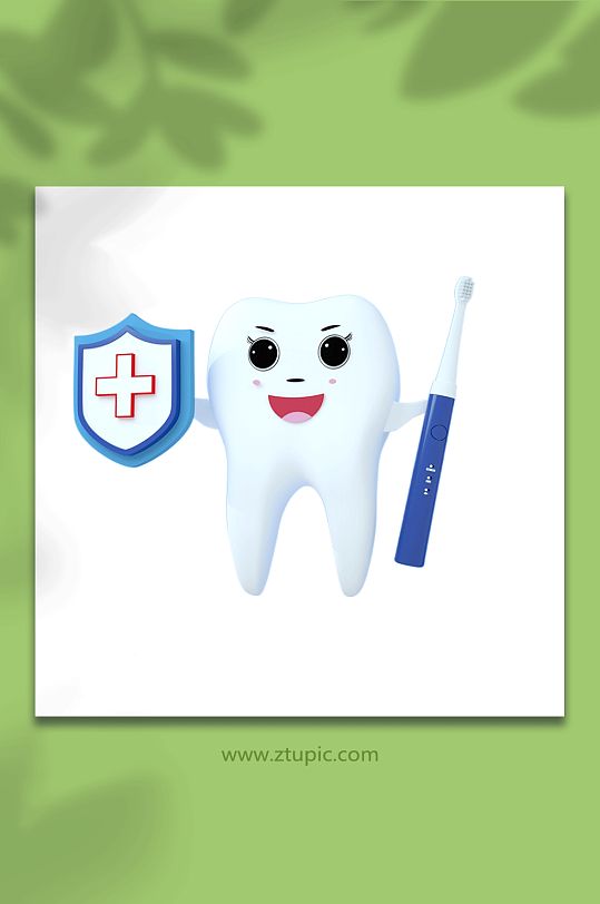 卡通医疗牙科牙齿C4D模型PNG免抠元素