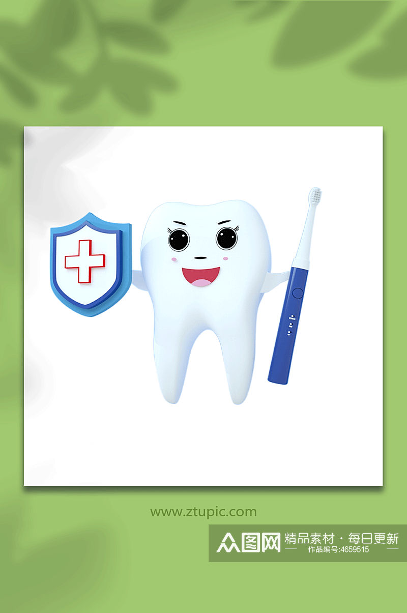 卡通医疗牙科牙齿C4D模型PNG免抠元素素材